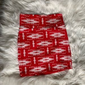 Red tribal print cotton tube skirt